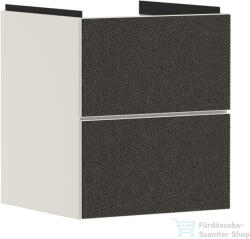 Hansgrohe XEVOLOS E 48x47, 5 cm-es 2 fiókos fali szekrény mosdó nélkül, matt homok/textil sötétszürke 54173660 (54173660)
