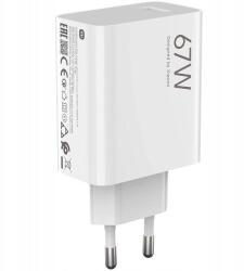  Hálózati töltő adapter, 67W, USB aljzat, gyorstöltés, Xiaomi Hypercharger, fehér, gyári