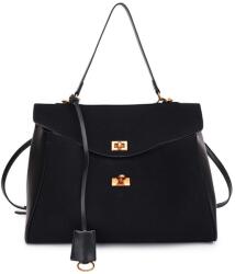 Dollcini Modern Knight női táska - Prémium hasított bőr tote laptophoz és munkához - fekete (547411)