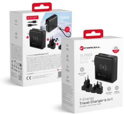 Forcell F-ENERGY multifunctional charger 45W 6in1 with USB A and USB C sockets, power bank 15000mAh and wireless charging 15W