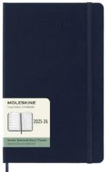 Moleskine Határidőnapló 2025/26 18 hónap, heti, kemény borítású, zafír kék (L)