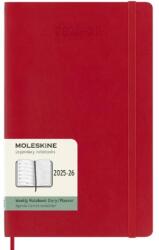Moleskine Határidőnapló 2025/26 18 hónap, heti, puha borítású, skarlát piros (L)