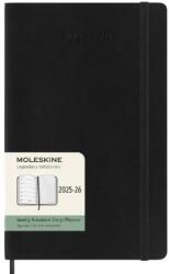 Moleskine Határidőnapló 2025/26 18 hónap, heti, puha borítású, fekete (L)