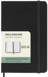 Moleskine Határidőnapló 2025/26 18 hónap, heti, kemény borítású, fekete (P)