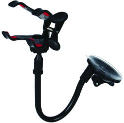 Setty Autós mobiltelefon tartó, tapadókorongos, csiptethető, hosszított, fekete, Setty