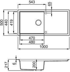 Elleci - Mosogatótálca Sintesi 480 K97 Light Grey fekete tartozékokkal - A készlet erejéig rendelhető! (qd-mk-LKS48097BKM)