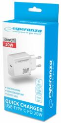 Esperanza EZC104K Quick Power Charger 20W USB-C PD White (EZC104W) - oneclick