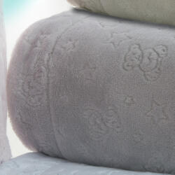 Gamberritos takaró plüss 80x110cm maci és csillag szürke 10878 - manopalota