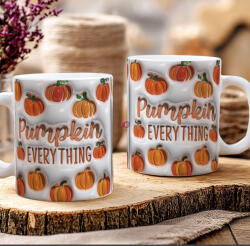Deconline Customs Őszi mintás bögre 3D pufi hatású "Pumpkin Everything" kerámia (DO126102-Ceramic-Mug)