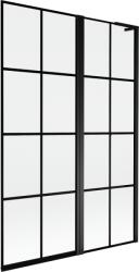 Mexen Mist L параван за вана с две крила, десен, 120 x 150 см, черна решетка, черен - 8A9L-120-011-70-77-P (8A9L-120-011-70-77-P)