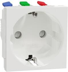 Schneider Electric Priza 2P+E, f surub, cu obturatoare 2 module Schneider Noua Unica NU305718, alb (NU305718)
