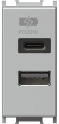 TEM Modul Incarcator 2*USB PD 20W 1M argintiu (TEM-EM69ES-B)