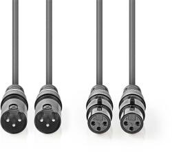 Nedis COTH15030GY30 3m 2 x XLR 3p dugó - 2 x XLR 3p aljzat rugalmas félprofi XLR audio kábel (COTH15030GY30)