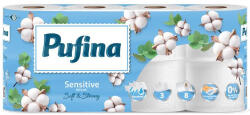 Pufina Toalettpapír, 3 rétegű, kistekercses, 8 tekercs, PUFINA Sensitive Aquabond, illatmentes (KHH864) (KHH864)