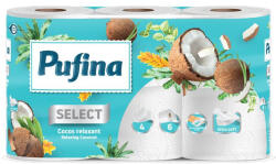 Pufina Toalettpapír, 4 rétegű, kistekercses, 6 tekercs, PUFINA Relaxing Coconut, kókusz illattal (KHH871) (KHH871)