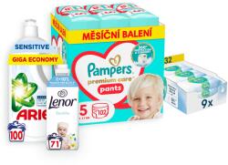 PAMPERS V. csomag (5-es méretű pelenka - 102 darab, nedves törlőkendő, mosógél és öblítő) (BABY23642mix4)