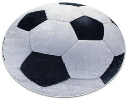 BAMBINO Kab. BAMBINO 2139 kör mosható szőnyeg - foci gyerekeknek csúszásgátló - fekete / fehér kör 160 cm