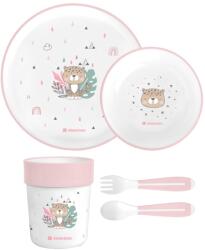 Kikkaboo Пластмасов комплект за хранене Kikkaboo - Savanna, Pink (31302040137)