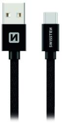 SWISSTEN 71521101 USB-A apa - USB-C apa Adat- és töltőkábel 0.2m - Fekete (71521101) (71521101)