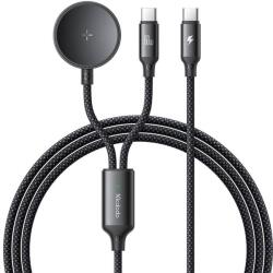Mcdodo CA-4210 2in1 USB-C apa + USB-C apa 2.0 + Samsung Galaxy Watch töltőkábel 1.2m - Fekete (CA-4210) (CA-4210)