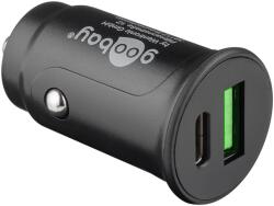 Goobay 59521 Autós USB-A / USB-C töltő - Fekete (27W) (59521) (59521)
