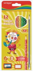 Keyroad Creioane colorate KEYROAD cu radieră și ascuțitoare, 12 culori