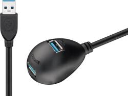 Goobay 95918 USB-A apa - 2 x USB-A anya 3.0 Hosszabbító kábel - Fekete (1.5m) (95918) (95918)