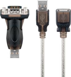 Goobay USB-A apa - RS232 apa Mini átalakító + USB-A apa - USB-A anya kábel 1.5m - Átlátszó (93128) (93128)