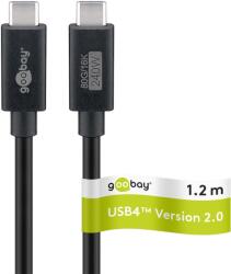 Goobay 74376 USB-C apa - USB-C apa 4.0 Adat és töltő kábel 240W 1.2m - Fekete (74376) (74376)