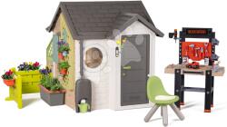 Smoby Házikó kis ketész részére Garden House Smoby kivételesen bővithető szerelőműhellyel (SM810255-R)