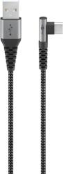 Goobay USB-A apa - USB-C apa 90 fokos Adat és töltő kábel - Szürke (1m) (64656) (64656)