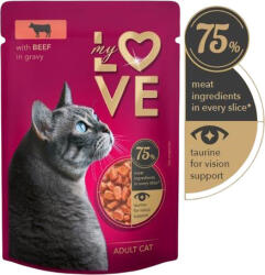 My Love marhahús szószban alutasakos felnőtt macskaeledel (144 x 85 g ~ 144 tasak ~ 6 karton) 12.24kg