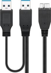 Goobay 95746 2x USB-A apa - Micro USB SuperSpeed apa 3.0 Y kábel - Fekete (0.3m) (95746) (95746)