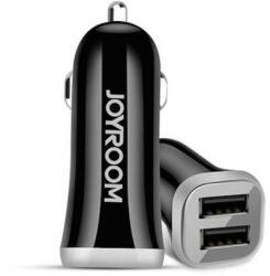JOYROOM C-M216 Autós 2xUSB töltőfej + USB - MicroUSB Adatkábel 1m - Fekete (6956116770211) (6956116770211)