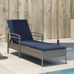vidaXL szürke napozóágy párnával 63 x 200 x 81 cm polyrattan (csak az USA-ban) (368305)