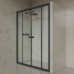 Welland DD-140 elhúzható zuhanyajtó - 140 cm - fekete profil - miniwebshop