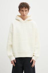 Mki Miyuki Zoku gyapjúkeverék pulóver Chunky Rib Knit Hoody férfi, bézs, CHUNKY. RIB. KNIT. HOODY. O - bézs S