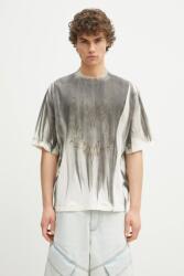 Marcelo Burlon pamut póló Fire Heart Spray Boxy T-Shirt Ecru Mediu bézs, férfi, mintás, CMAA05AS25JER0096F06 - bézs XL