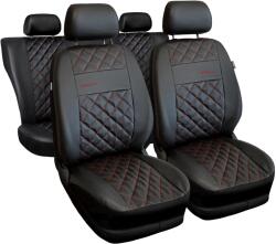 AUTO-DEKOR Huse auto universale Perfect Line din piele ecologică cu cusături roșii potrivite pentru CHEVROLET NIVA