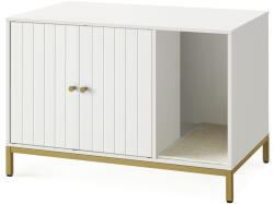 FEANDREA Macska alomszekrény, alomtálca tartó, fehér és óarany, 80 x 50 x 55cm (PCL007W01V1)