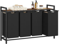 VASAGLE Szennyestartó, levehető ruhatartó zsákkal 4x40L, rusztikus barna és fekete (BLH401B01)