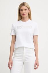 Just Cavalli pamut póló fehér, 79PAHE23 CJ110 - fehér XS