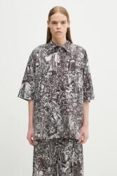 Marcelo Burlon pamut ing Aop Mech Bowling Shirt Dark Grey Medium férfi, galléros, szürke, relaxed, CMGG002S25FAB0010706 - szürke L