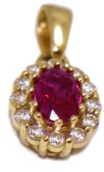 Ékszershop Piros - fehér köves arany medál (1309710)