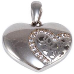 Ékszershop Áttört köves fehérarany szív medál (1302035)