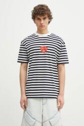 Marcelo Burlon pamut póló Bunny Heart Stripe Basic Tee White Navy sötétkék, férfi, mintás, CMAA056S25JER0060146 - sötétkék XL