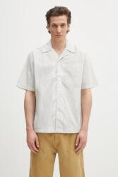 Norse Projects pamut ing Mads Poplin Stripe SS galléros, fehér, relaxed, N40.0831. 0957 - fehér XL