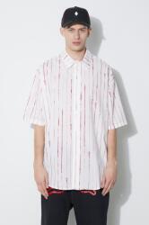 Marcelo Burlon pamut ing County Pinstripes Over Shirt férfi, galléros, fehér, relaxed, CMGG004S24FAB0010128 - fehér L