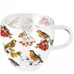 Ambiente Autumn birds duplafalú borosilicate üvegcsésze 250ml