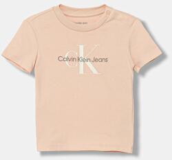 Calvin Klein újszülött póló narancssárga, nyomott mintás, IN0IN00001 - narancssárga 80